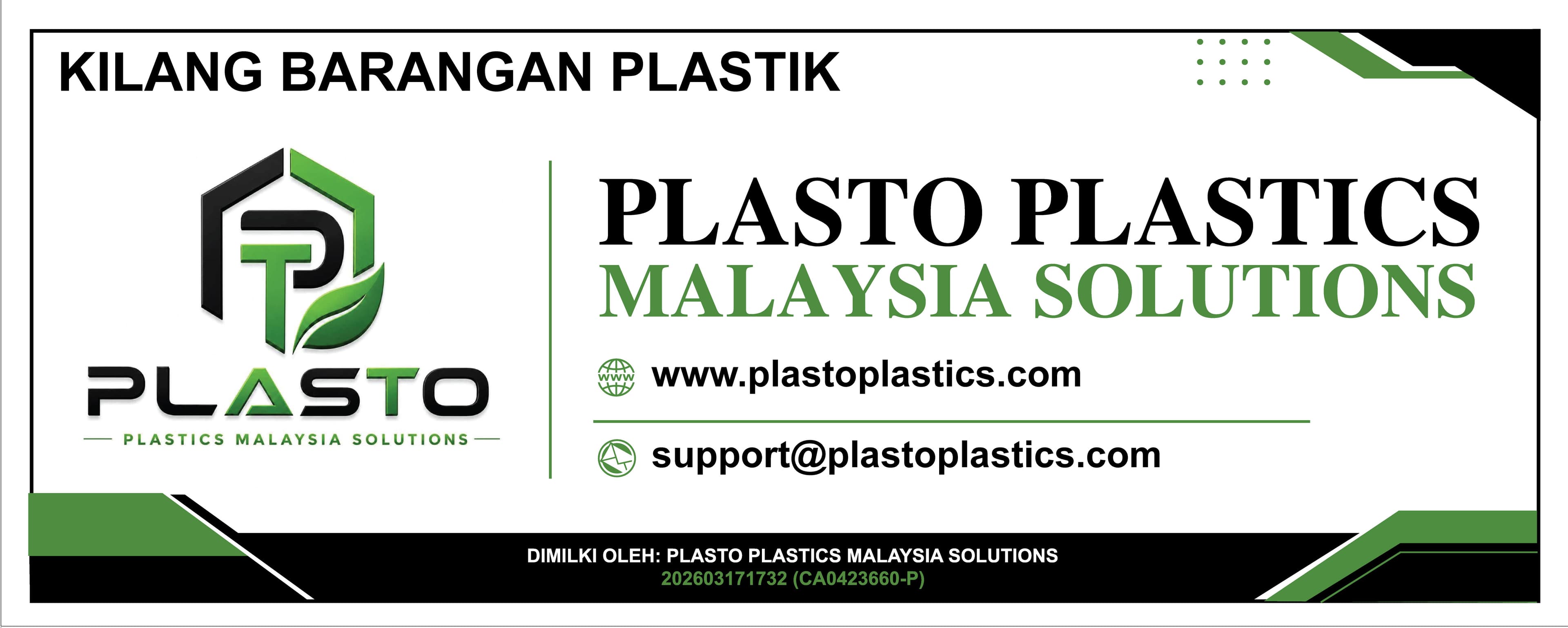 Plasto Plastics Malaysia Solutions company registration sign